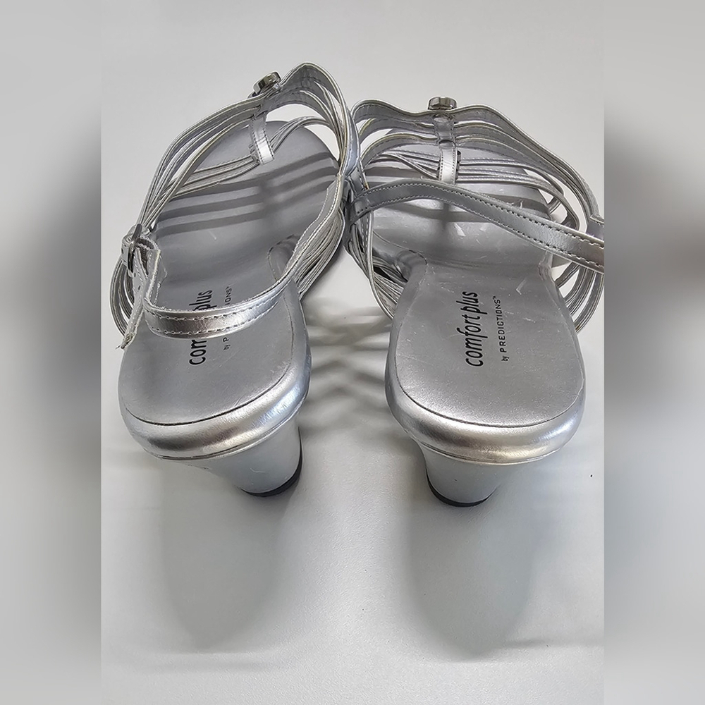 Women's Silver Strappy Sandals Sz 11 - Picture 3 of 5